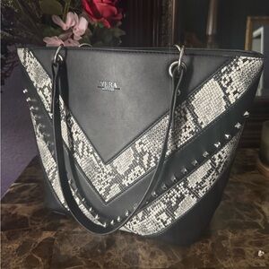 Vera Wang Black and White Snake Tote Bag